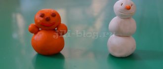 Crafts from plasticine Snowman and Tumbler