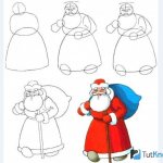 Step by step drawing of Santa Claus
